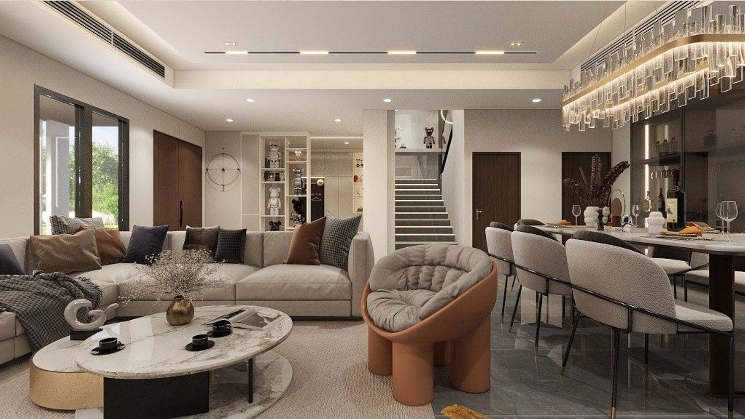 Puncak Indah living and dining space by TSPACE
