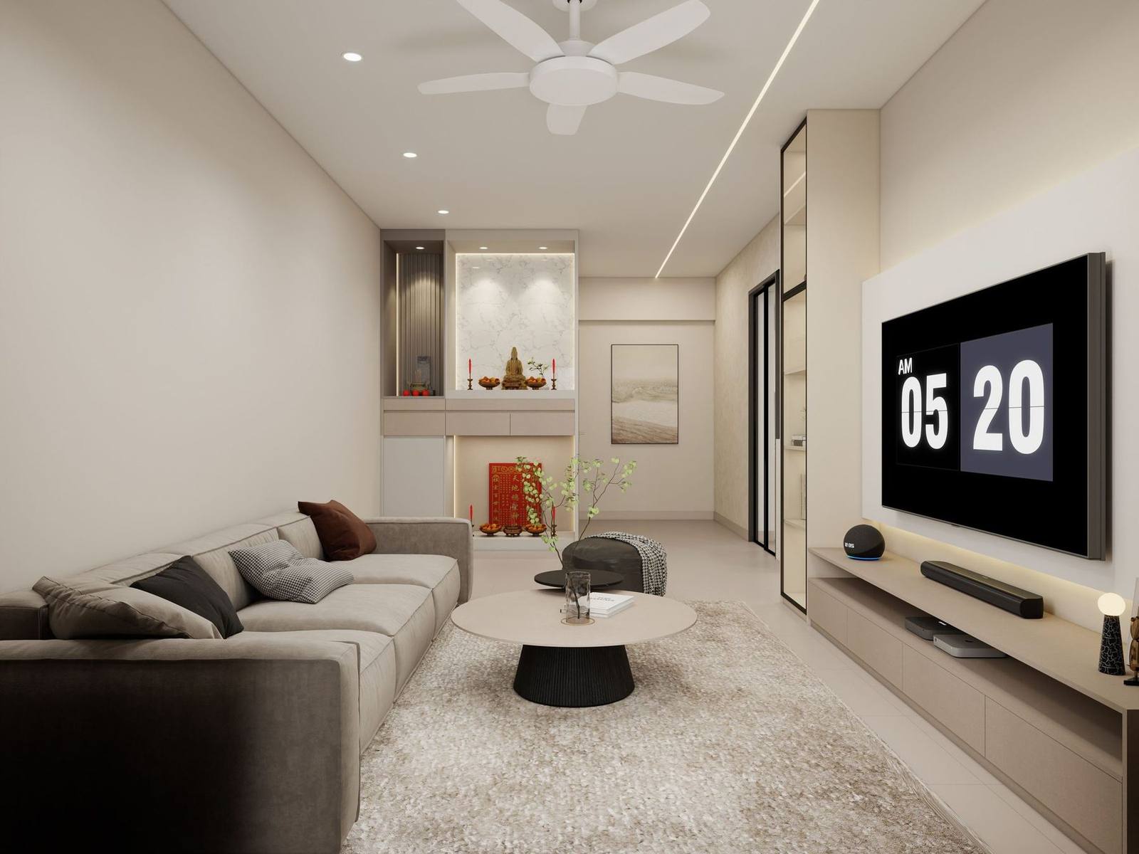 Arunya A-26-02 living room and altar nook
